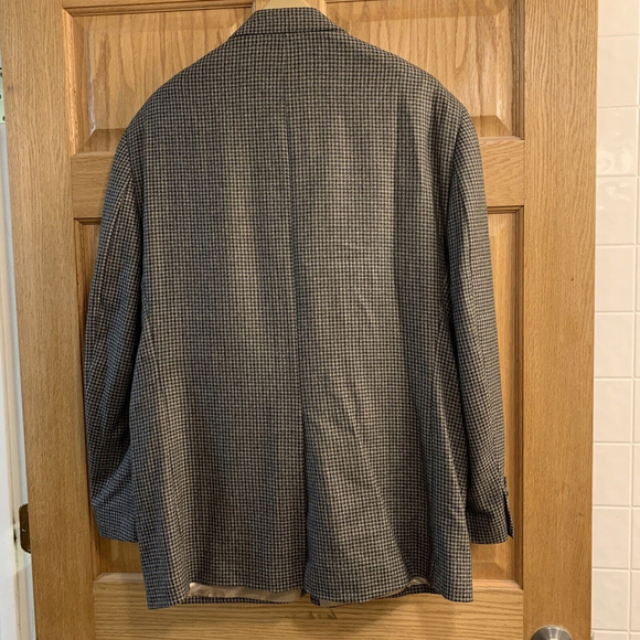 Chaps Men’s Blazer Sport Coat Brown Beige Houndstooth Size 46R 100% Lambswool - Picture 2 of 6